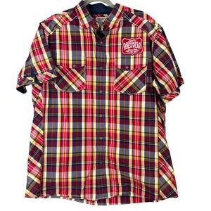 Roca Wear Men's Plaid Short Sleeve snap button hip hop street wear y2k Size XL